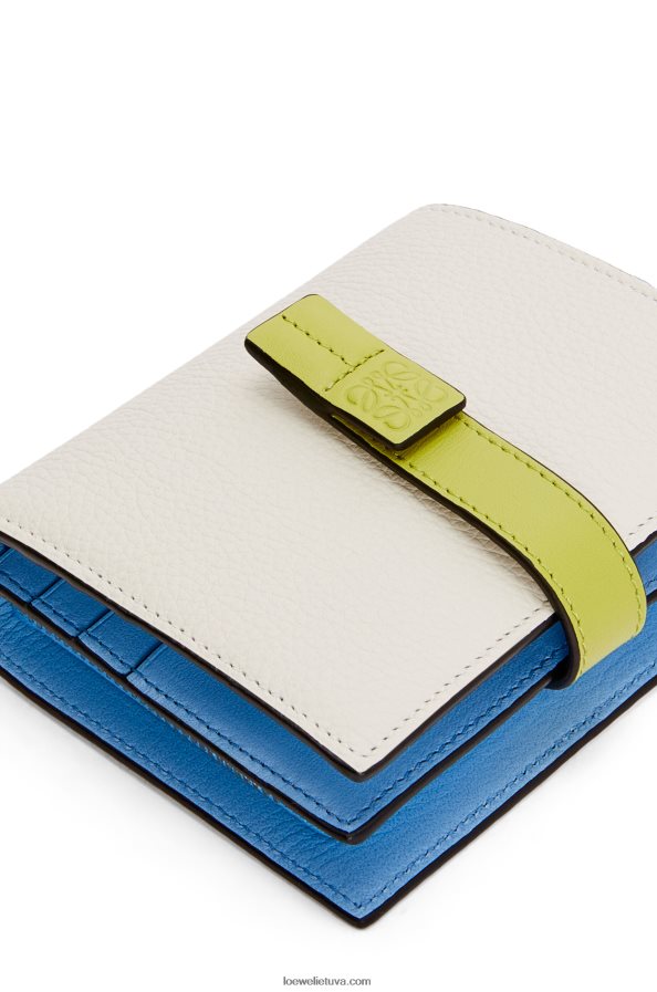 Loewe moterys Kompaktiška piniginė su užtrauktuku iš minkštos blauzdos odos švelniai balta/kalkių geltona BZ26XN1229