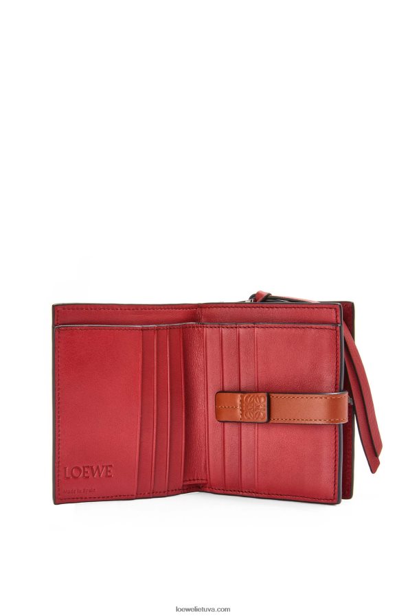 Loewe moterys Kompaktiška piniginė su užtrauktuku iš minkštos blauzdos odos šviesi karamelė/pekano BZ26XN1257