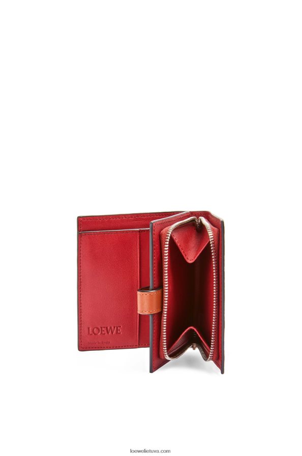 Loewe moterys Kompaktiška piniginė su užtrauktuku iš minkštos blauzdos odos šviesi karamelė/pekano BZ26XN1257