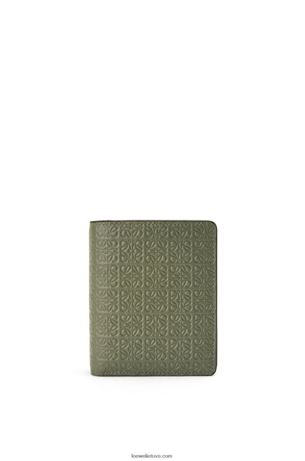 Loewe moterys Pakartotinė kompaktiška piniginė su užtrauktuku iš reljefinės šilkinės veršio odos avokado žalia BZ26XN1278