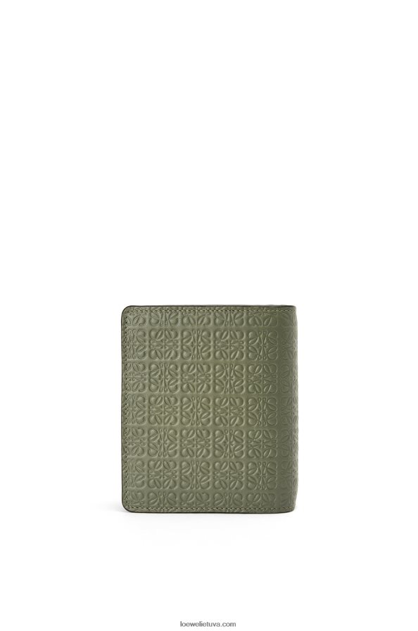 Loewe moterys Pakartotinė kompaktiška piniginė su užtrauktuku iš reljefinės šilkinės veršio odos avokado žalia BZ26XN1278