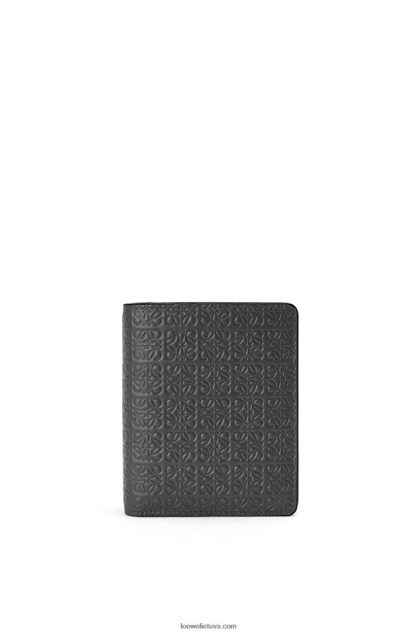 Loewe moterys Pakartotinė kompaktiška piniginė su užtrauktuku iš reljefinės šilkinės veršio odos juodas BZ26XN1275