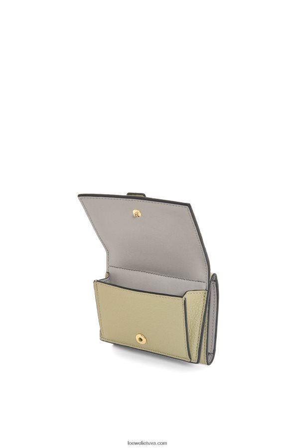 Loewe moterys Trisluoksnė piniginė iš minkštos grūdėtos veršio odos šalavijų žalia / tamsiai chaki žalia BZ26XN1209