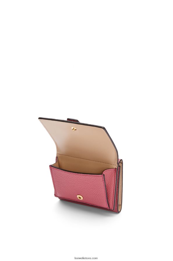Loewe moterys Trisluoksnė piniginė iš minkštos grūdėtos veršio odos slyva/šokoladas BZ26XN1241