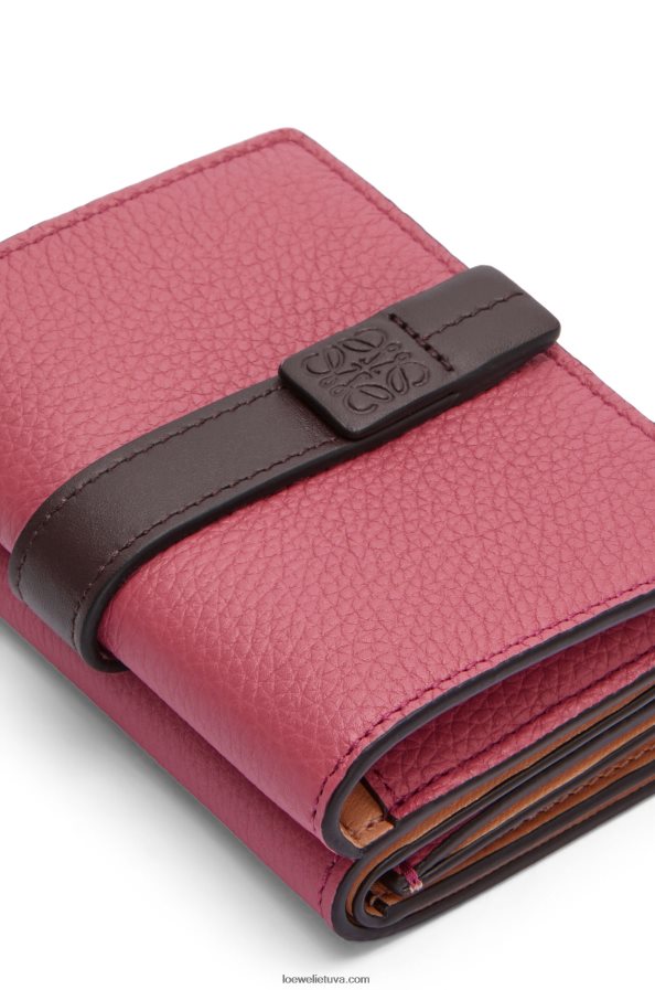Loewe moterys Trisluoksnė piniginė iš minkštos grūdėtos veršio odos slyva/šokoladas BZ26XN1241