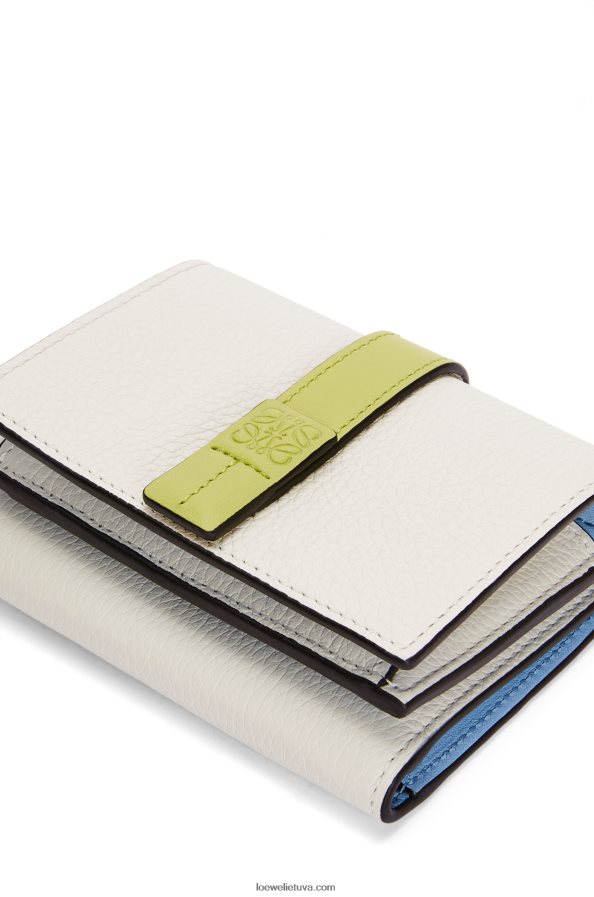 Loewe moterys Trisluoksnė piniginė iš minkštos grūdėtos veršio odos švelniai balta/kalkių geltona BZ26XN1227