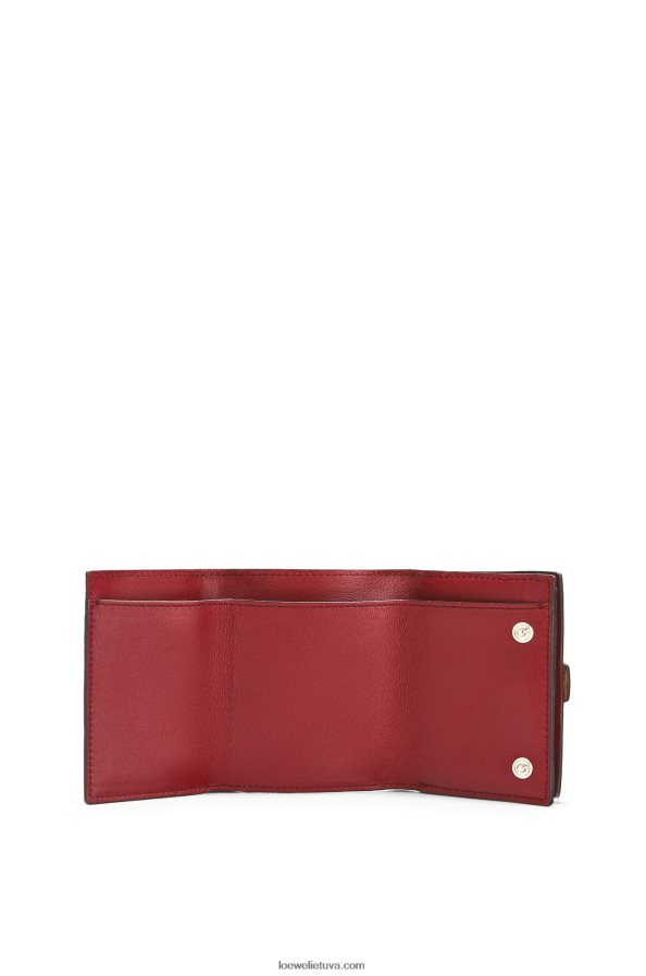 Loewe moterys Trisluoksnė piniginė iš minkštos grūdėtos veršio odos šviesi karamelė/pekano BZ26XN1316