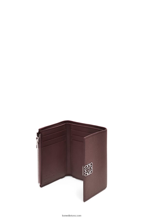 Loewe moterys anagrama maža vertikali piniginė iš akmenukų grūdėtos veršio odos bordo BZ26XN1297