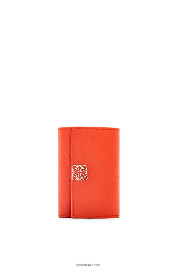 Loewe moterys anagrama maža vertikali piniginė iš akmenukų grūdėtos veršio odos saulėtekio oranžinė BZ26XN1205
