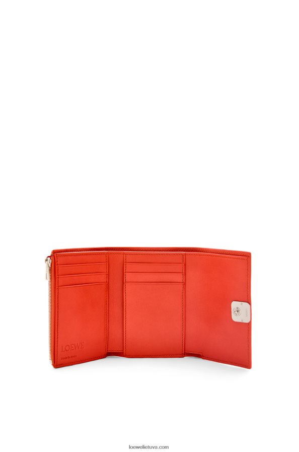 Loewe moterys anagrama maža vertikali piniginė iš akmenukų grūdėtos veršio odos saulėtekio oranžinė BZ26XN1205
