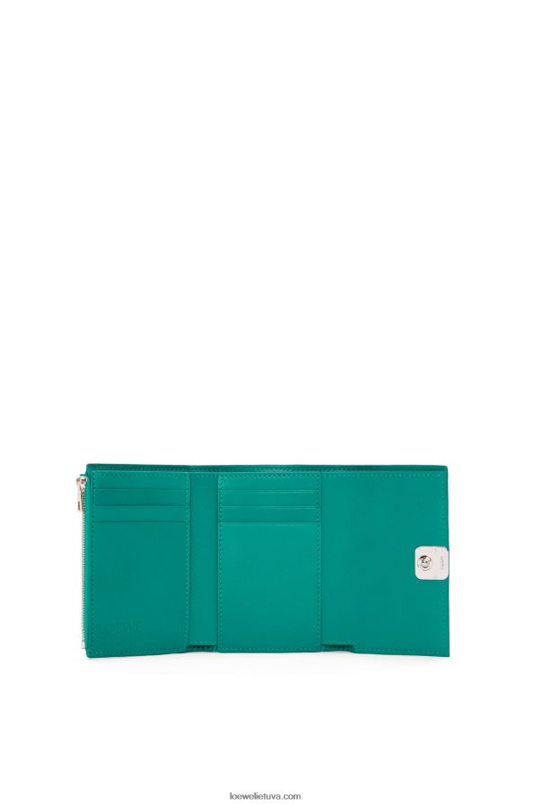 Loewe moterys anagrama maža vertikali piniginė iš akmenukų grūdėtos veršio odos smaragdo žalia BZ26XN1318