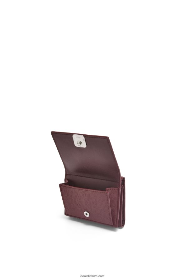 Loewe moterys anagramos trisluoksnė piniginė iš žvirgždo grūdėtos odos bordo BZ26XN1296