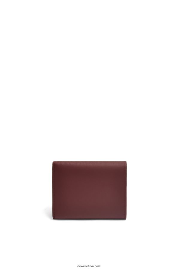 Loewe moterys anagramos trisluoksnė piniginė iš žvirgždo grūdėtos odos bordo BZ26XN1296