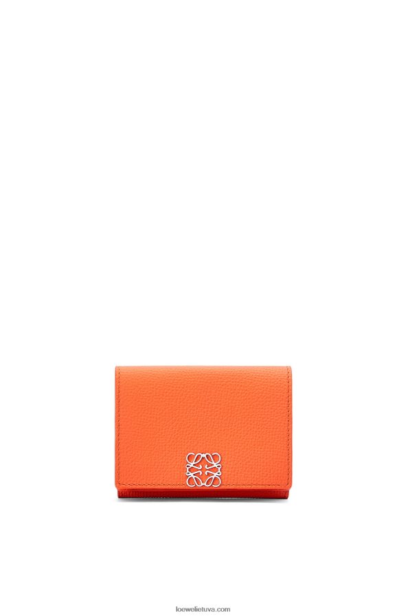 Loewe moterys anagramos trisluoksnė piniginė iš žvirgždo grūdėtos odos oranžinė BZ26XN1293