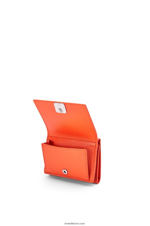 Loewe moterys anagramos trisluoksnė piniginė iš žvirgždo grūdėtos odos oranžinė BZ26XN1293