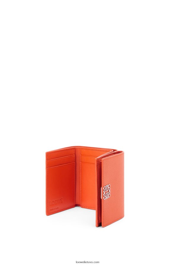Loewe moterys anagramos trisluoksnė piniginė iš žvirgždo grūdėtos odos oranžinė BZ26XN1293