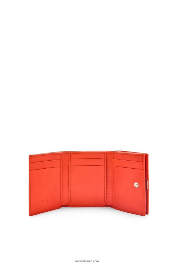 Loewe moterys anagramos trisluoksnė piniginė iš žvirgždo grūdėtos odos saulėtekio oranžinė BZ26XN1204