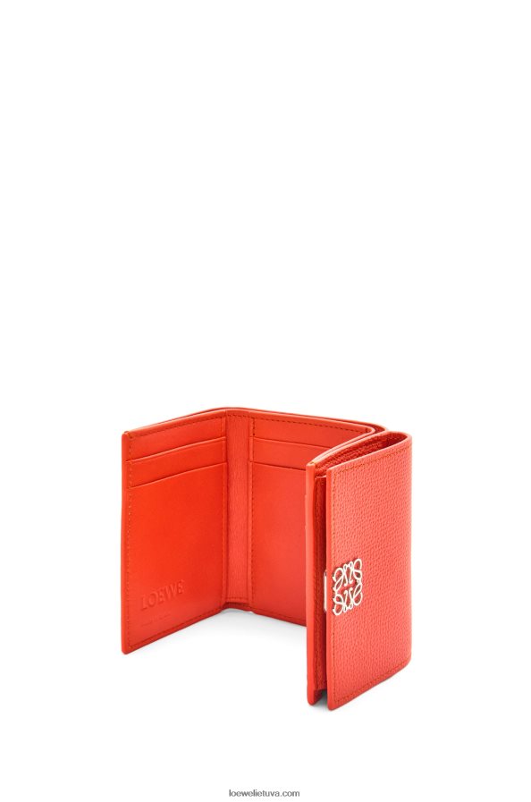 Loewe moterys anagramos trisluoksnė piniginė iš žvirgždo grūdėtos odos saulėtekio oranžinė BZ26XN1204