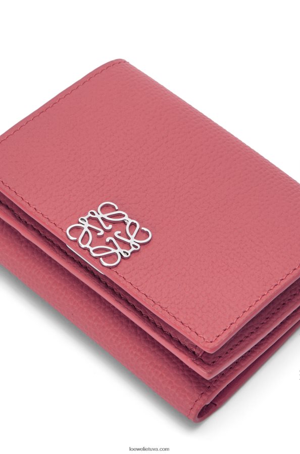 Loewe moterys anagramos trisluoksnė piniginė iš žvirgždo grūdėtos odos slyva BZ26XN1238