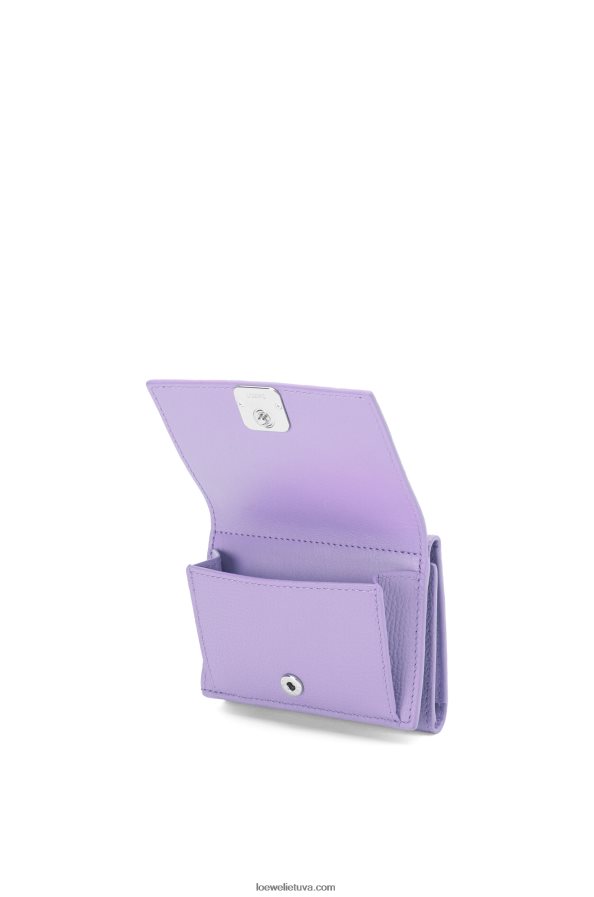 Loewe moterys anagramos trisluoksnė piniginė iš žvirgždo grūdėtos odos šviesiai violetinė BZ26XN1235