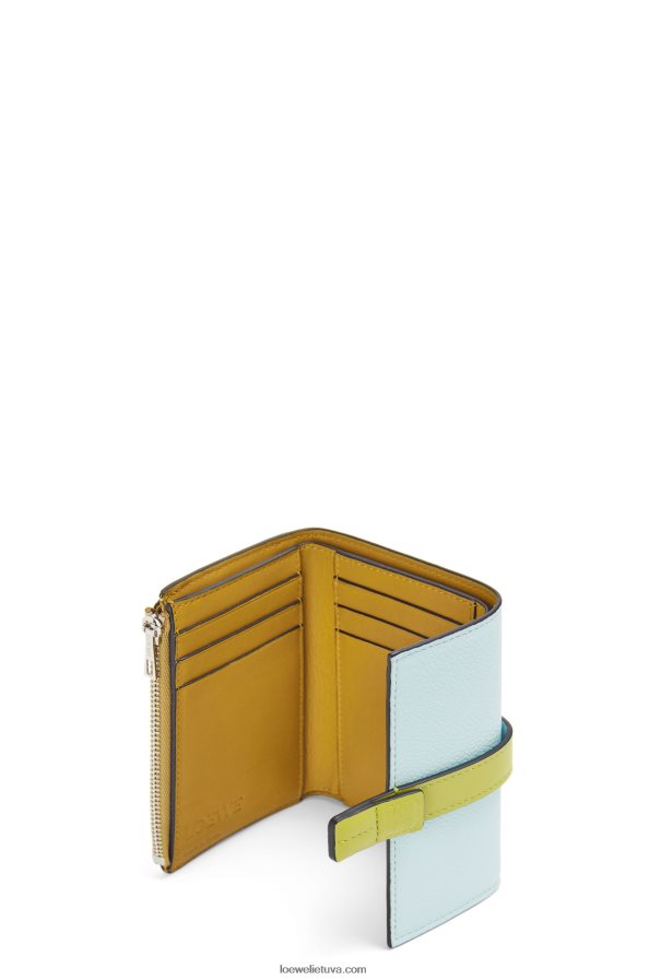 Loewe moterys maža vertikali piniginė iš minkštos grūdėtos veršienos krištolo mėlyna/kalkių geltona BZ26XN1309