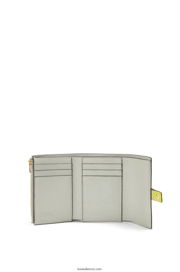 Loewe moterys maža vertikali piniginė iš minkštos grūdėtos veršienos laimo geltona/avokado žalia BZ26XN1310