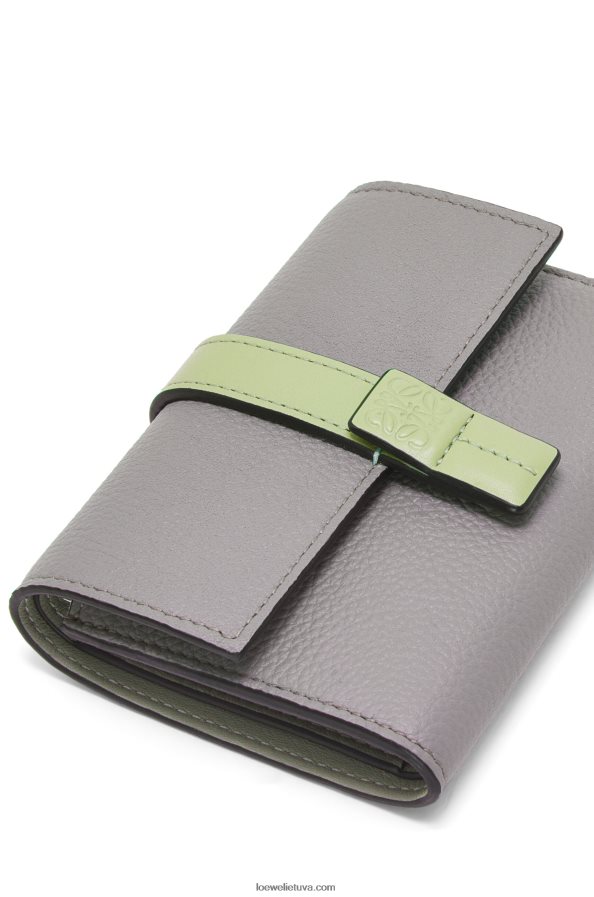 Loewe moterys maža vertikali piniginė iš minkštos grūdėtos veršienos perlų pilka/šviesiai šviesiai žalia BZ26XN1252