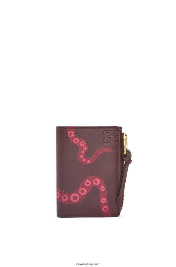 Loewe moterys octopus plona užtrauktuku piniginė iš klasikinės blauzdos odos slyva BZ26XN1303