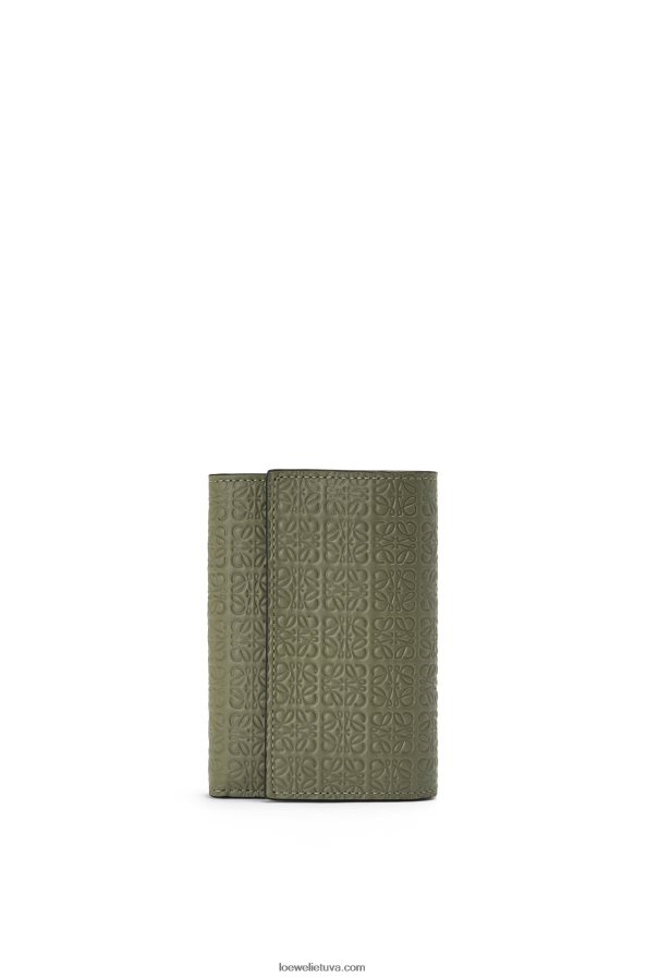 Loewe moterys pakartokite mažą vertikalią piniginę iš reljefinio šilko veršiuko avokado žalia BZ26XN1279