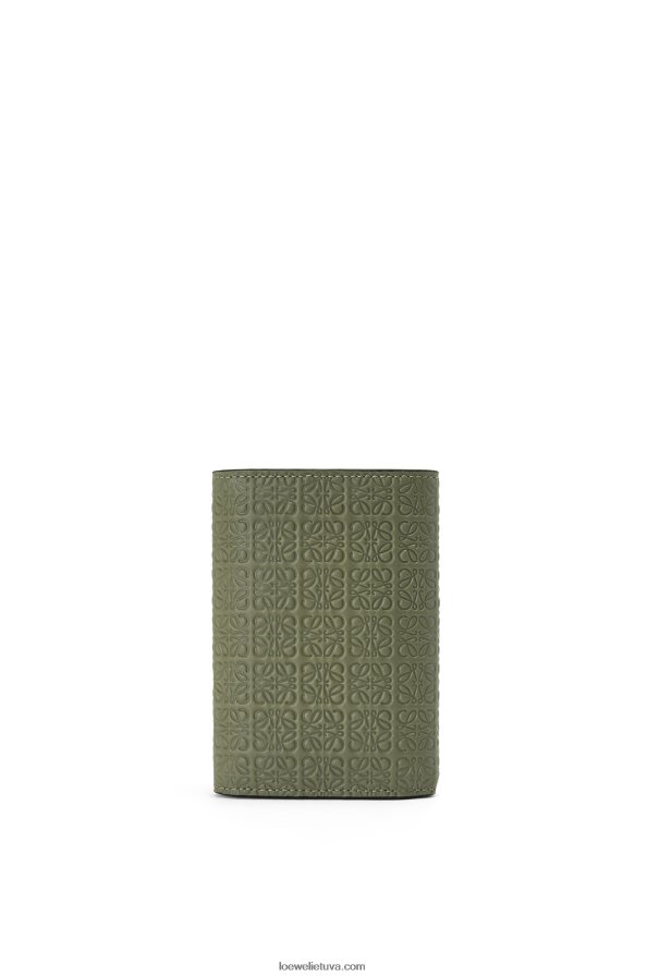 Loewe moterys pakartokite mažą vertikalią piniginę iš reljefinio šilko veršiuko avokado žalia BZ26XN1279