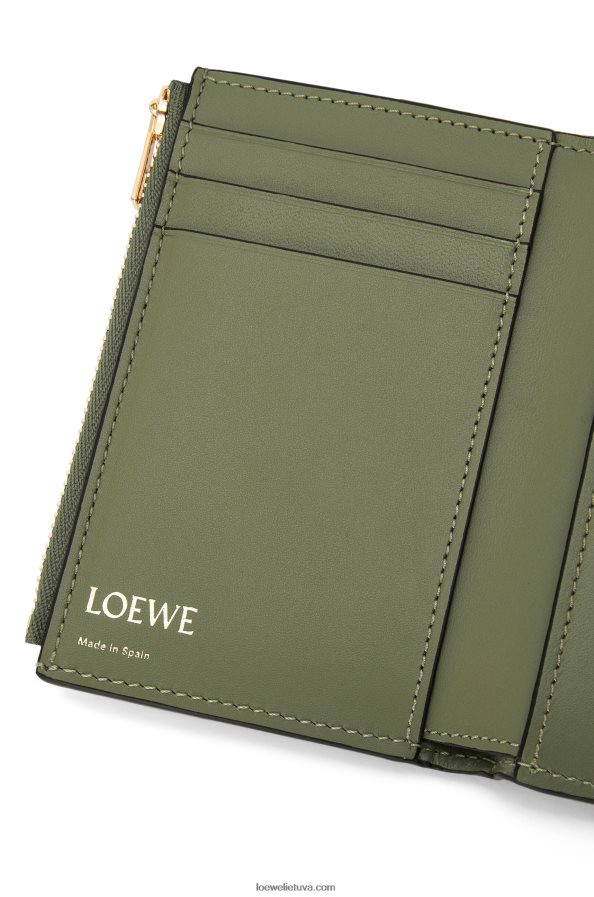 Loewe moterys pakartokite mažą vertikalią piniginę iš reljefinio šilko veršiuko avokado žalia BZ26XN1279