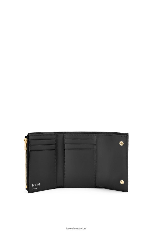 Loewe moterys pakartokite mažą vertikalią piniginę iš reljefinio šilko veršiuko juodas BZ26XN1276