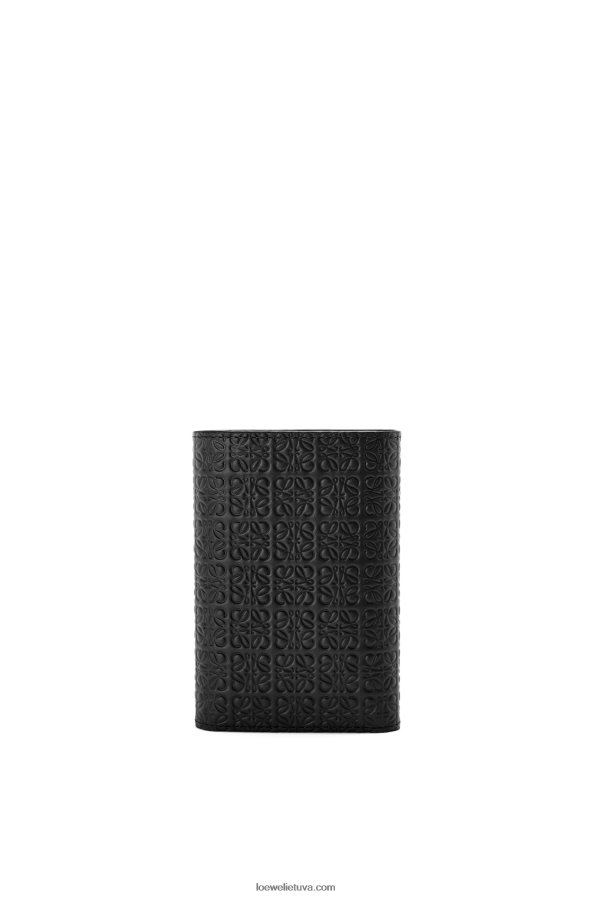 Loewe moterys pakartokite mažą vertikalią piniginę iš reljefinio šilko veršiuko juodas BZ26XN1276