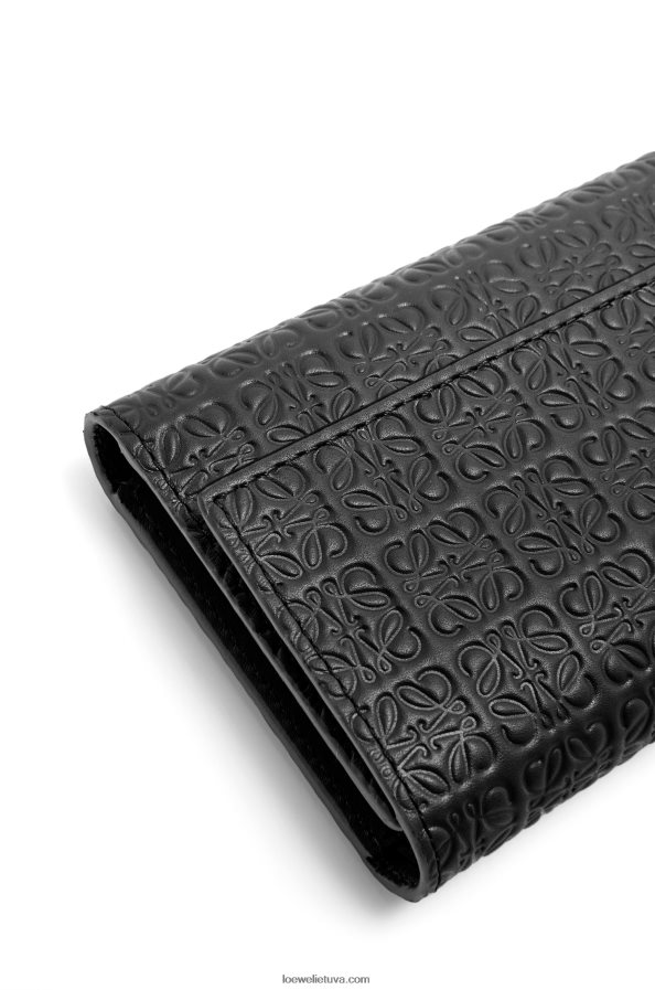 Loewe moterys pakartokite mažą vertikalią piniginę iš reljefinio šilko veršiuko juodas BZ26XN1276