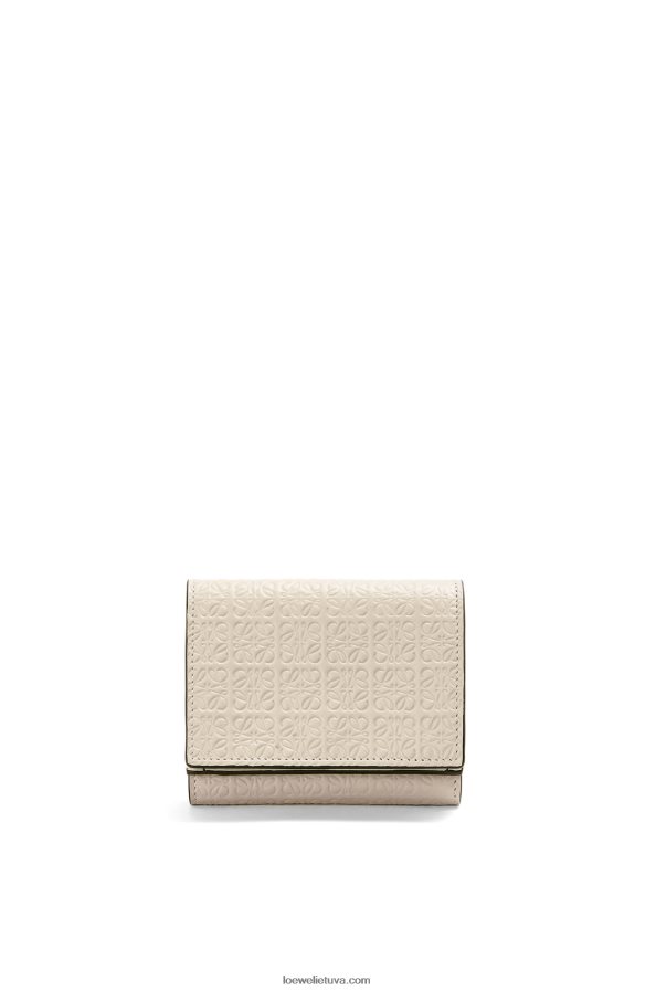 Loewe moterys pasikartojanti trisluoksnė piniginė iš reljefinės šilkinės veršio odos šviesios avižos BZ26XN1271