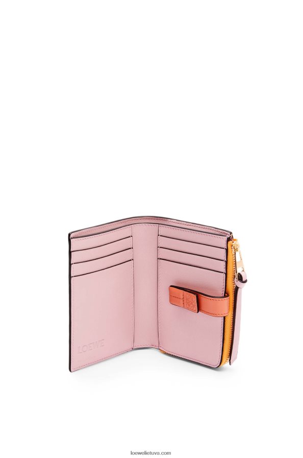 Loewe moterys plona užtrauktuku užsegama piniginė iš minkštos blauzdos odos mandarinų / koralų rifas BZ26XN1299