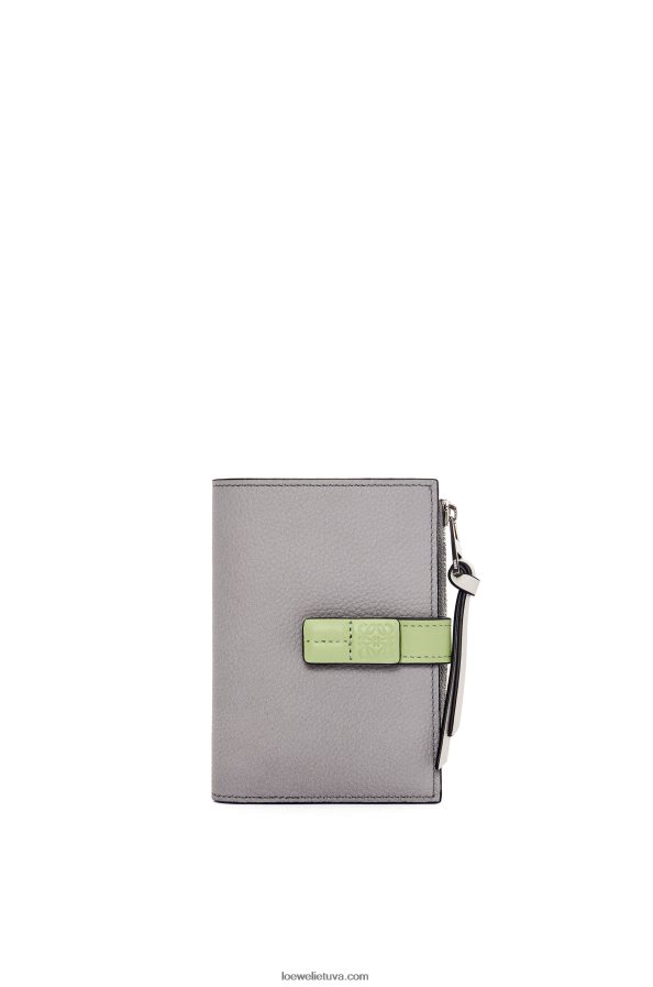 Loewe moterys plona užtrauktuku užsegama piniginė iš minkštos blauzdos odos perlų pilka/šviesiai šviesiai žalia BZ26XN1251