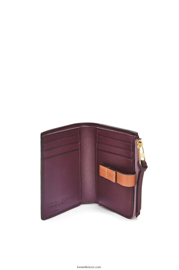 Loewe moterys plona užtrauktuku užsegama piniginė iš minkštos blauzdos odos purvinas rausvas/gelsvai rudas BZ26XN1269