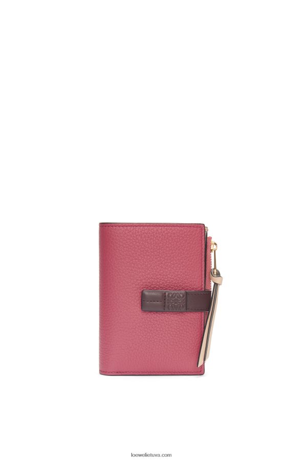Loewe moterys plona užtrauktuku užsegama piniginė iš minkštos blauzdos odos slyva/šokoladas BZ26XN1242
