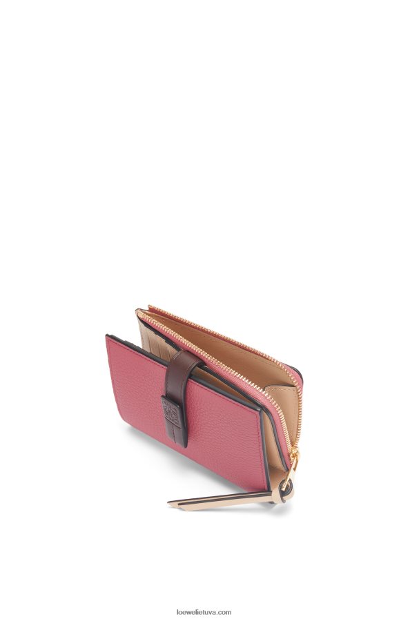 Loewe moterys plona užtrauktuku užsegama piniginė iš minkštos blauzdos odos slyva/šokoladas BZ26XN1242