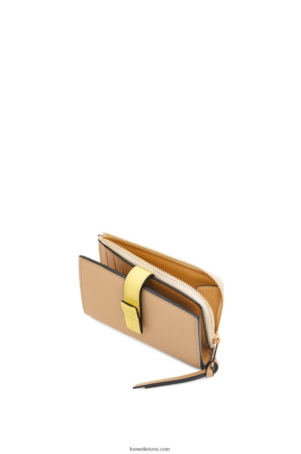 Loewe moterys plona užtrauktuku užsegama piniginė iš minkštos blauzdos odos sviestas/blyški citrina BZ26XN1265