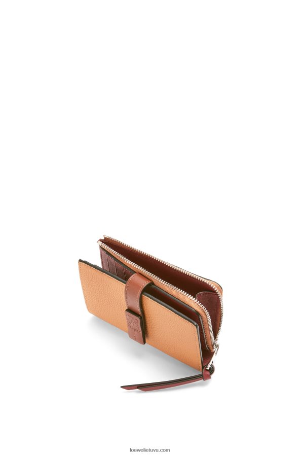 Loewe moterys plona užtrauktuku užsegama piniginė iš minkštos blauzdos odos šviesi karamelė/pekano BZ26XN1255