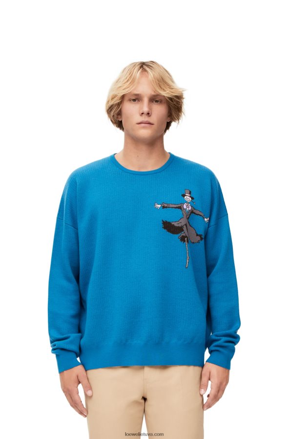 Loewe vyrų ropės galvos megztinis iš vilnos cerulean mėlyna BZ26XN1026