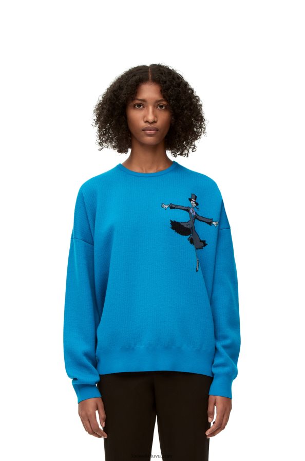 Loewe vyrų ropės galvos megztinis iš vilnos cerulean mėlyna BZ26XN1026