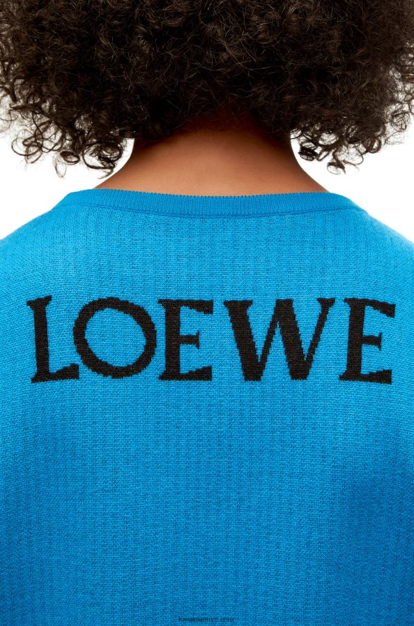 Loewe vyrų ropės galvos megztinis iš vilnos cerulean mėlyna BZ26XN1026