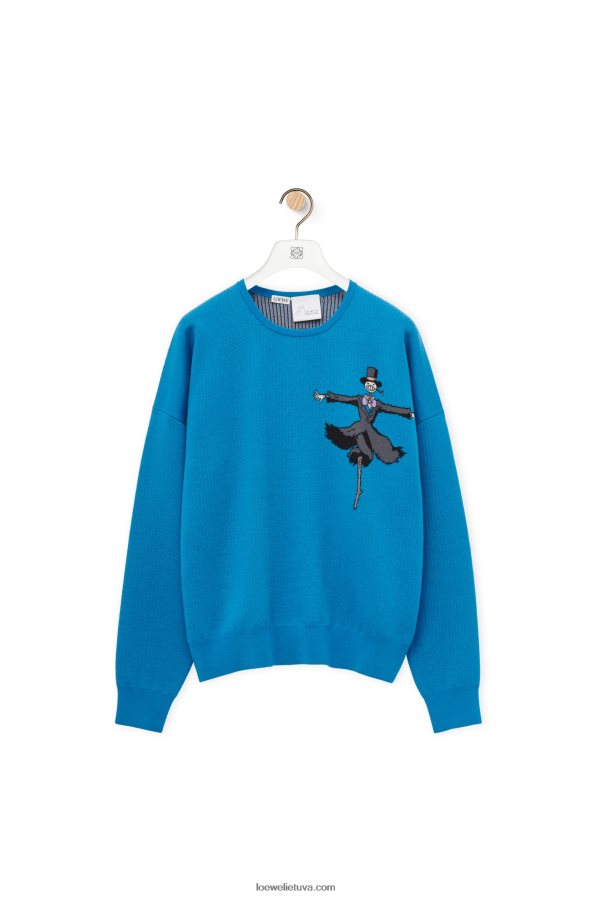 Loewe vyrų ropės galvos megztinis iš vilnos cerulean mėlyna BZ26XN1026