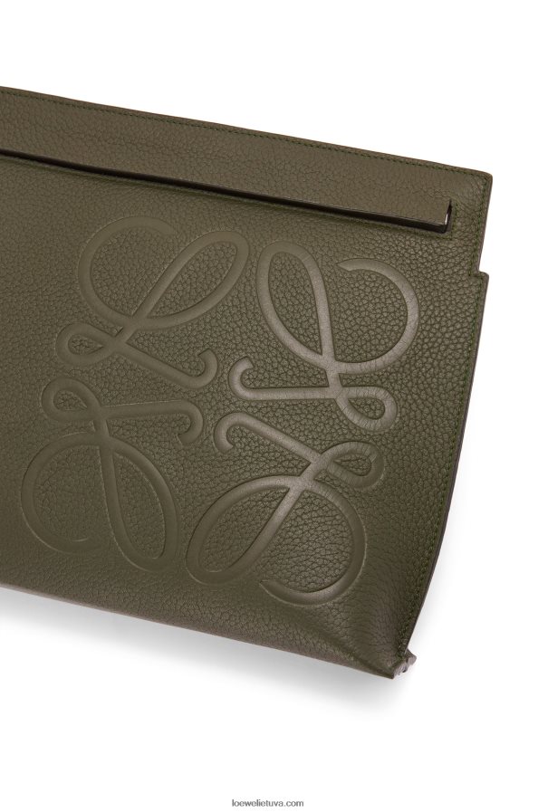 Loewe vyrų t maišelis grūdėta veršelio oda tamsiai chaki žalia BZ26XN612