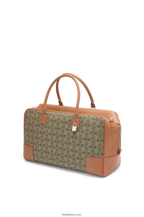 Loewe vyrų amazona 44 maišelis iš anagraminio žakardo ir blauzdos odos chaki žalia/gelsvai ruda BZ26XN161