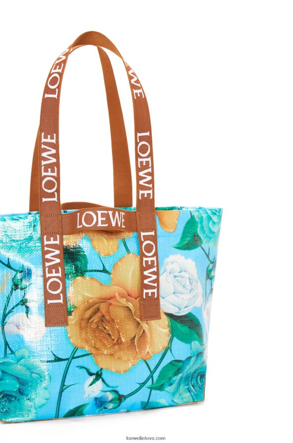 Loewe vyrų sulankstyti pirkėją iš perdirbtos dengtos drobės dangaus mėlynas/gelsvas BZ26XN76